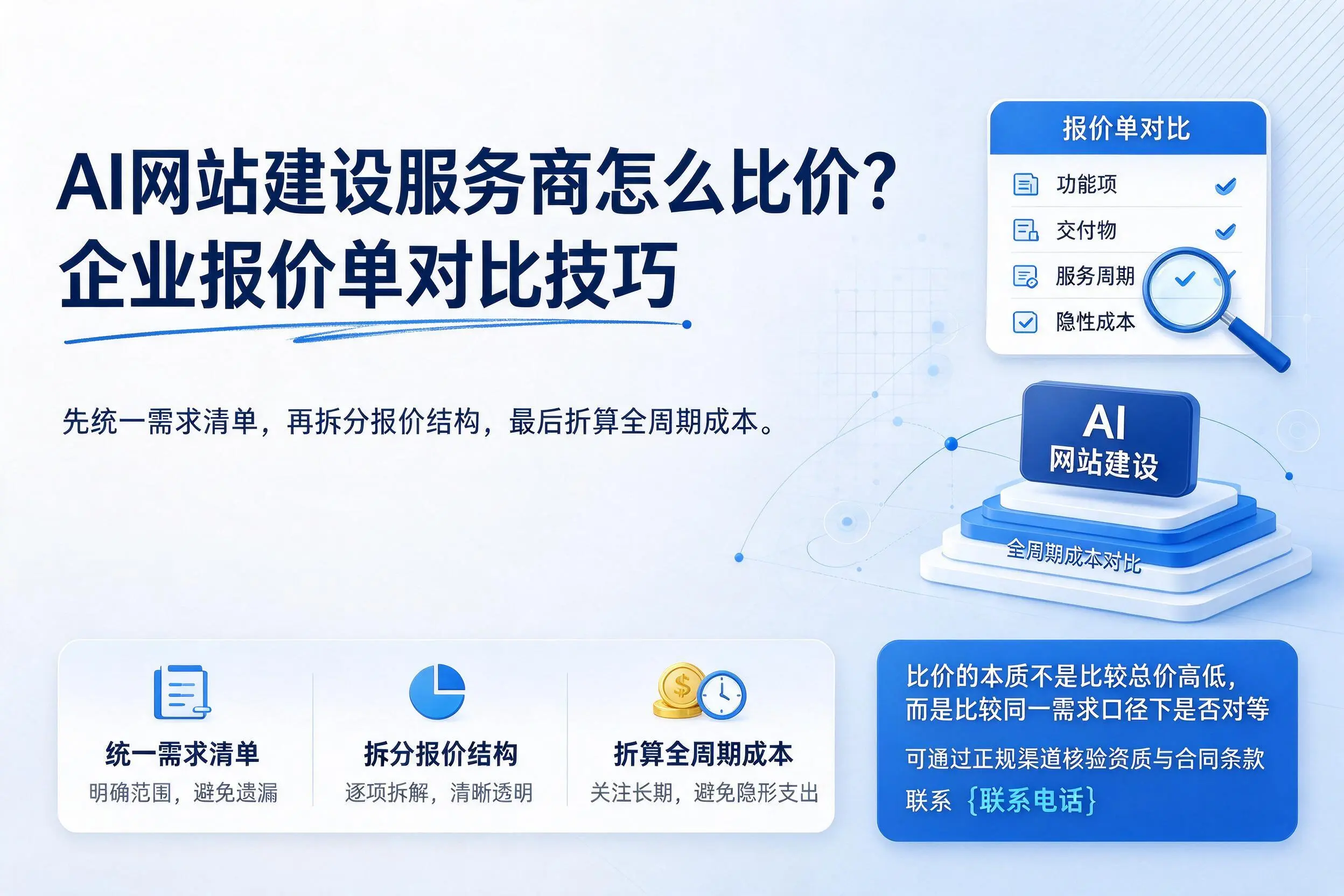 AI网站建设服务商怎么比价?安阳企业报价单对比技巧