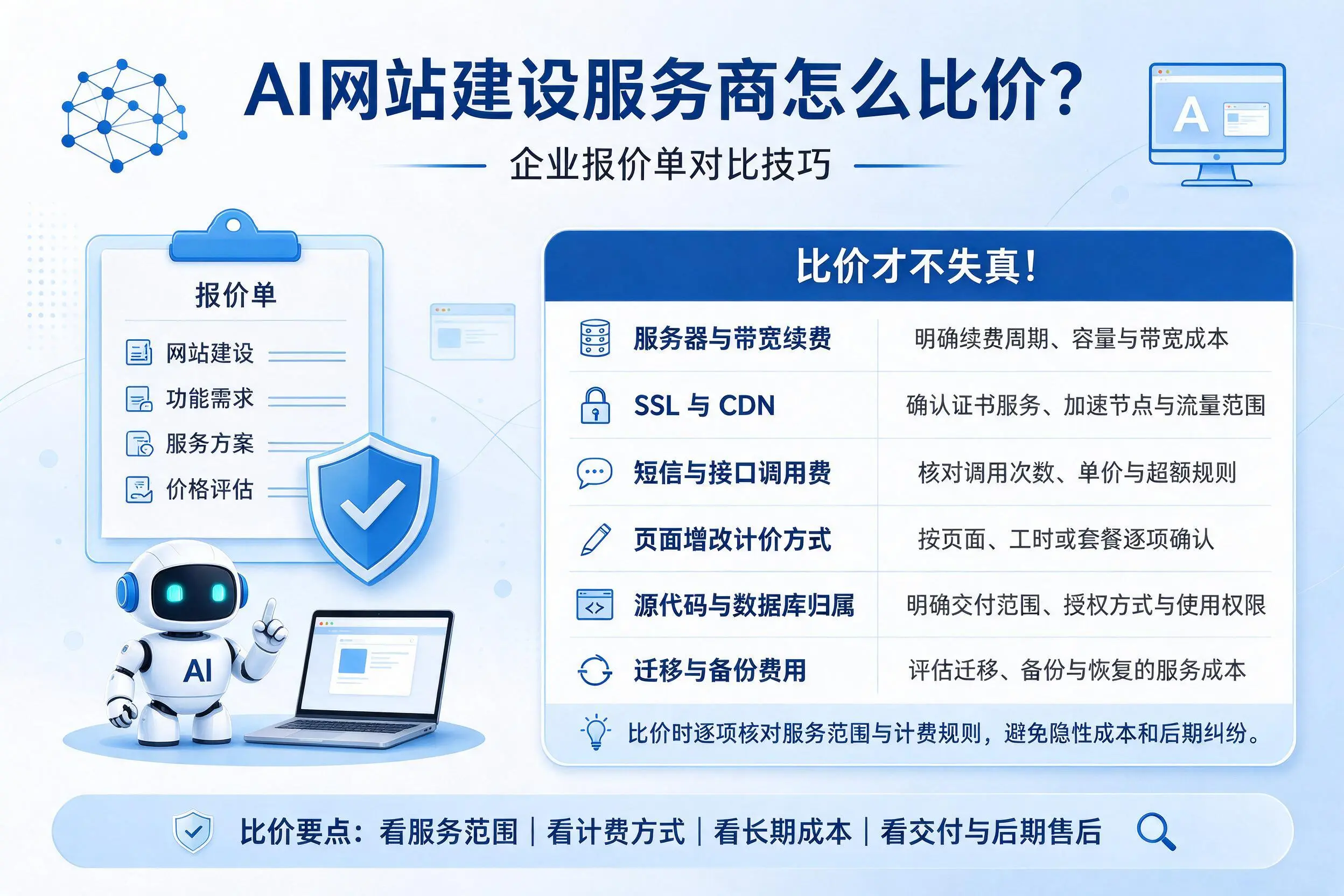 AI网站建设服务商怎么比价?安阳企业报价单对比技巧